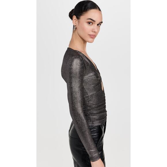 Isabel Marant Étoile Buffy Plunge Neck Metallic Top - Picture 7 of 11